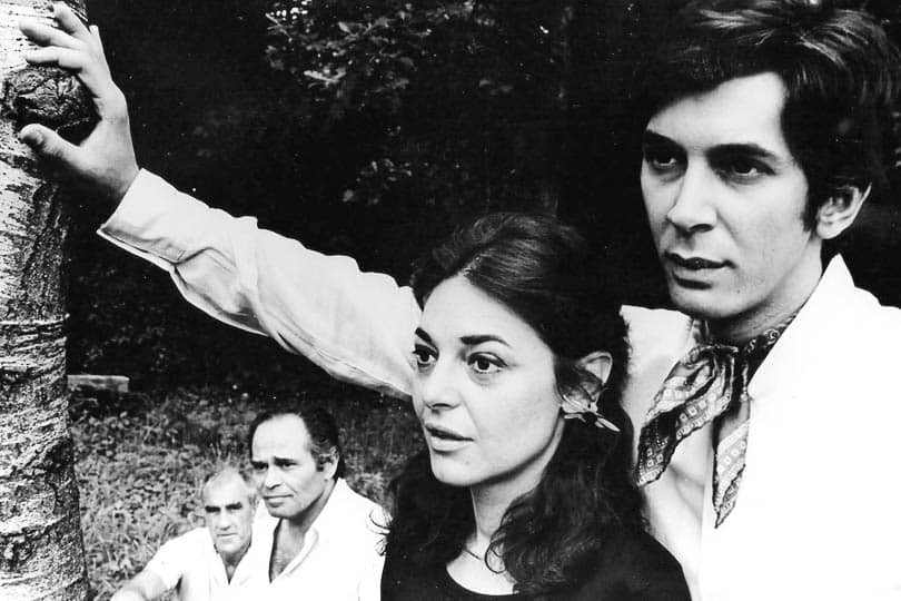 William Gibson, unknown actor, Anne Bancroft and Frank Langella in A Cry of Players, 1968.